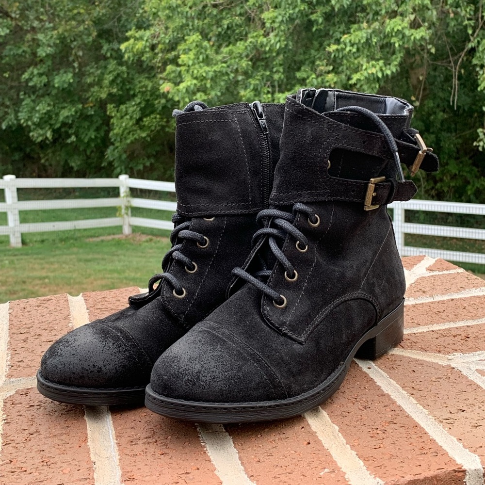 Seychelles black suede moto boot size 6.5